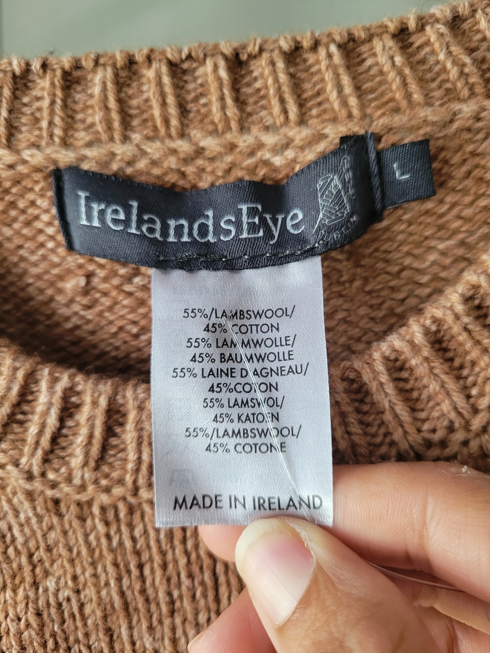 Irelands Eye Women's Lambswool Blend Tan/brown Round Neck Pullover Sweater - Picture 5 of 15